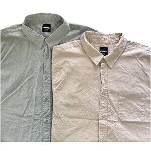 Lot Of 2 RSQ Cotton Button Down Short Sleeve Men’s Size XL Gray Tan Casual